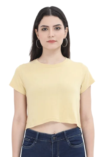 Crop Top For Women | 180 GSM | 100% Cotton | Super Combed | Pre Shrunk | Bio Washed | Lycra Ribbed | Neck Double Stitched